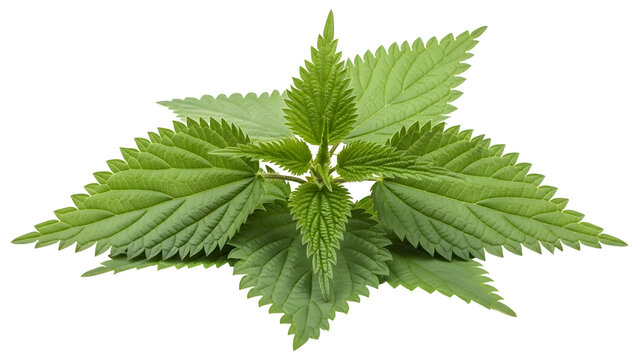 Fresh green nettle leaves isolated on transparent background