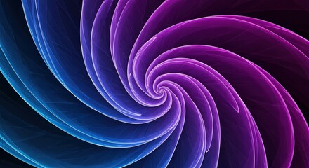 Vibrant swirling vortex of electric blue and neon purple light creates a mesmerizing abstract fractal pattern