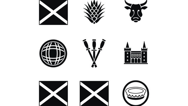 Black and white vector graphics symbols icons collection art