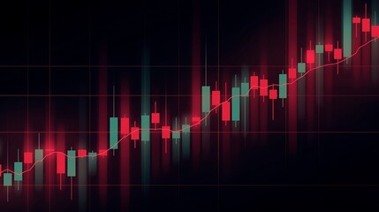 Abstract digital financial stock market candlestick chart showing upward and downward price trends on a dark background