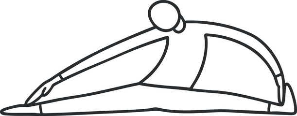 A person performing a side stretch exercise in minimalist line art style, suitable for fitness and wellness promotions