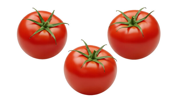 Three fresh vibrant tomatoes for healthy lifestyle