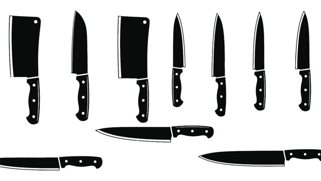 Chef knives set professional kitchen knives vector illustration