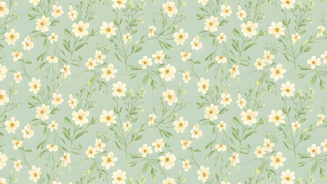 Floral seamless pattern with daisies delicate botanical vector illustration for textile and wallpape