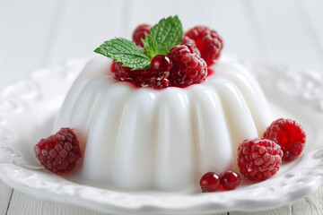 Panna Cotta with Fresh Raspberries
