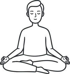 Obraz premium A person meditating in a calm seated pose in modern outline vector style, ideal for wellness and mindfulness themes