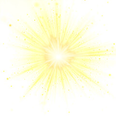 Obraz premium Bright yellow sunburst design transparent illustration with energetic rays
