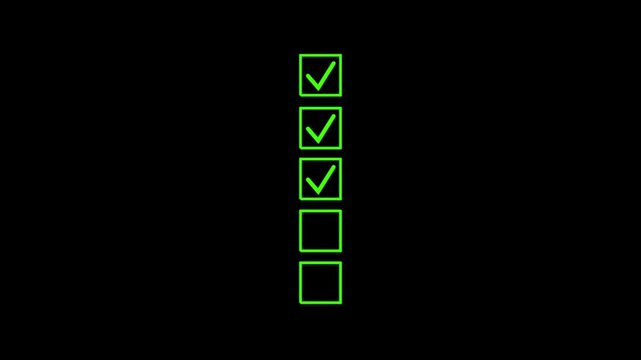 Businessman tick correct sign mark for document approve, project acceptance and quality assurance concept, take an assessment, questionnaire, evaluation, online survey checklist. 4k video animation