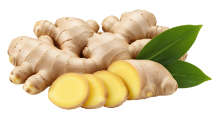 Fresh ginger root sliced, ready for healthy recipes