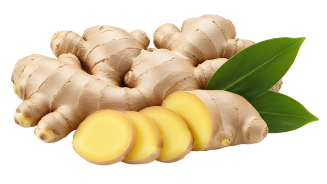 Fresh ginger root sliced, ready for healthy recipes