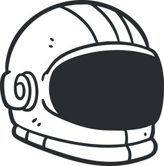 Fototapeta premium An astronaut helmet in a black and white outline vector style, perfect for space exploration themes and graphic design projects