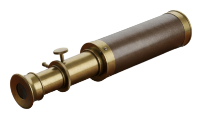 Exploring the sea telescope adventure beach nature discovery isolated on transparent background