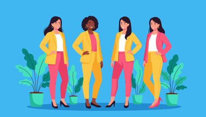 Obraz premium Diverse team of confident businesswomen Female empowerment leadership and professional success