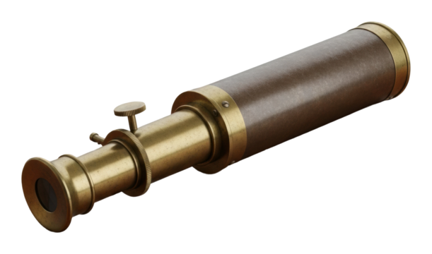 Exploring the sea telescope adventure beach nature discovery isolated on transparent background