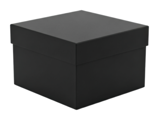 Unboxing a stylish black box home product minimalist isolated on transparent background