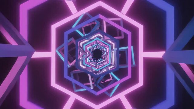Seamlessly looping geometric pattern creating an endless abstract illusion of depth and movement colorful, innovation, geometric pattern