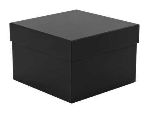 Unboxing a stylish black box home product minimalist isolated on transparent background