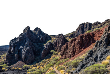 Exploring volcanic rock formations in nature landscape hawaii isolated on transparent background