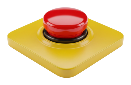 Pressing the red button action alert in industrial environment isolated on transparent background - Powered by Adobe