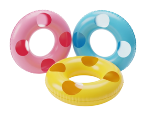 Colorful pool floaties for summer fun water park lifestyle joyful isolated on transparent background