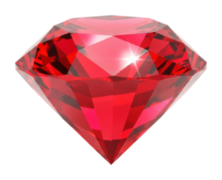 Glistening red diamond showcase jewelry store product display isolated on transparent background