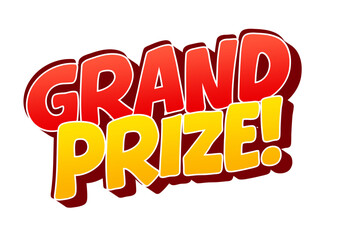 A colorful graphic featuring the words Grand Prize! in bold, playful typography
