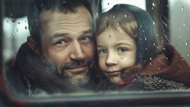 Video A man and a young girl look out of a window, perhaps sharing a moment or planning an adventure