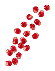 Fresh pomegranate seeds healthy snack kitchen natural light isolated on transparent background