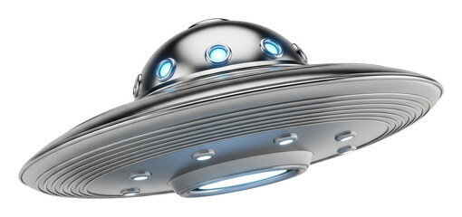 Alien encounter outer space digital sci-fi top-down view isolated on transparent background