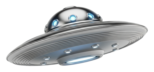 Alien encounter outer space digital sci-fi top-down view isolated on transparent background