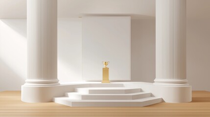 Trophy podium columns hall mockup background1