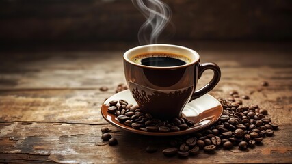 cup of coffee and beans