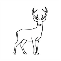 Elegant outline drawing of a majestic stag with large antlers standing gracefully