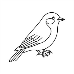 Simple outline drawing of a small bird perched on its feet