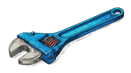 Obraz premium Blue Wrench with Handle and Top Vector for Professional Use