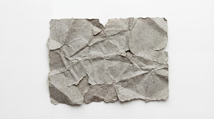 Obraz premium paper, wrinkled, torn, gray, texture, white background, realistic, scrap, ripped, grunge, crumpled, crushed, old, damaged, distressed, sheet, page, abstract, design, element, blank, empty, copy space,