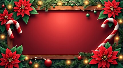 christmas frame with holly