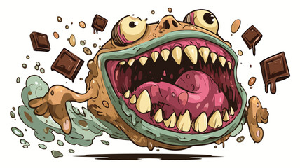 Cute Monster Cartoon Character with Large Mouth Illustration