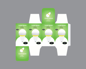 Unfolded Die-cut Packaging Template for LED Light Bulbs