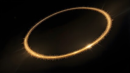 Soft glowing ring of warm sparkles creating minimal elegant light effect on black