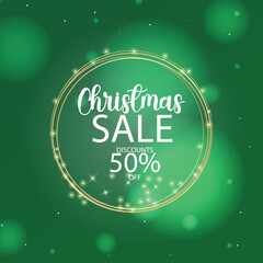 Festive Christmas Sale Promotion with Golden Sparkle Frame