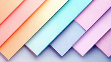 Abstract image of colorful pastel paper sheets arranged in a diagonal pattern. The image features a variety of soft colors and textures.