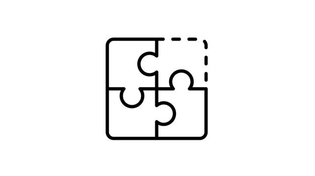 Puzzle pieces icon animation. Animated jigsaw puzzle for problem solving, strategy, solution, idea, challenge, creative, business mission, planning management