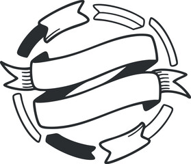 Obraz premium A collection of decorative ribbons and banners in minimalist outline vector style, suitable for graphic design and branding projects