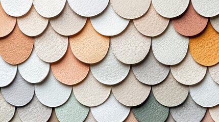 Close-up of a repeating pattern made up of semi-circles in various colors, creating a textured design.