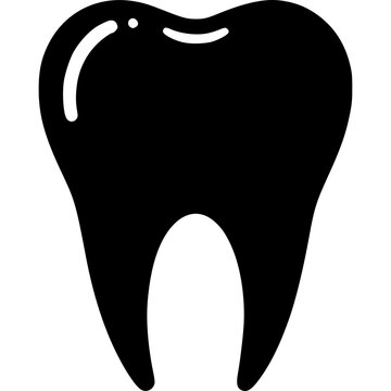 Tooth Icon with Stars - Black and White Dental Symbol for Sparkling Smile and Dentist Services