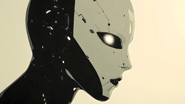 Enigmatic Alien Face A Futuristic Robotic Visage