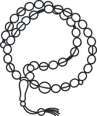 Fototapeta premium A beaded rosary with a tassel in outline vector style, suitable for spiritual and religious designs