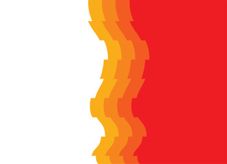 Vector divided red and yellow background from abstract pixels. Striped Design element for posters, packaging, covers, ads, promotions, discounts. Place for text. Broken shapes