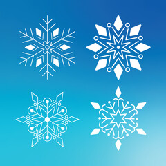 Collection of Intricate White Snowflakes for Winter Holiday